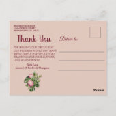 Victoriaanse Tuin Bruiloft Bedankt in de Bush Briefkaart (Achterkant)