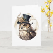 Victoriaanse Uil Aristocrat Portret Donkere Hoed B Kaart (Gele Bloem)