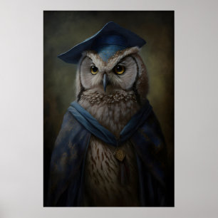 Victoriaanse Uil Tovenaar Kunstprint Geleerde Uil  Poster