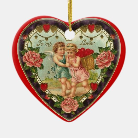 Victoriaanse Valentijn aan mijn liefde Keramisch Ornament (Voorkant)