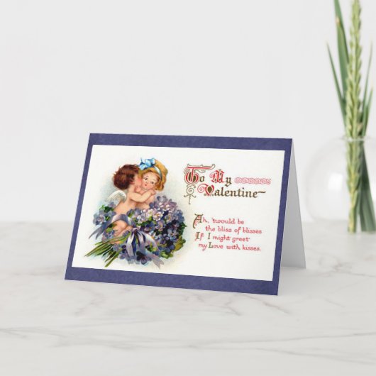 Victoriaanse Valentijn "De Zaligheid van Kusjes" C Feestdagen Kaart (Voorkant)