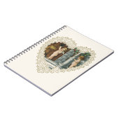 Victoriaanse Valentijnsdag, antieke engelen met br Notitieboek (Linkerzijde)