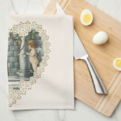 Victoriaanse Valentijnsdag, antieke engelen met br Theedoek (Quarter Fold)