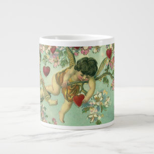 Victoriaanse Valentijnsdag Cupido's Antieke Hart B Grote Koffiekop