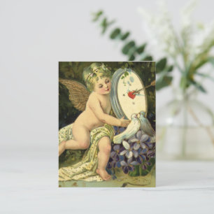 Victoriaanse Valentijnsdag, vintage engel liefdes  Feestdagenkaart