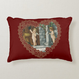 Victoriaanse Valentijnsdag, Vintage engelen met br Decoratief Kussen