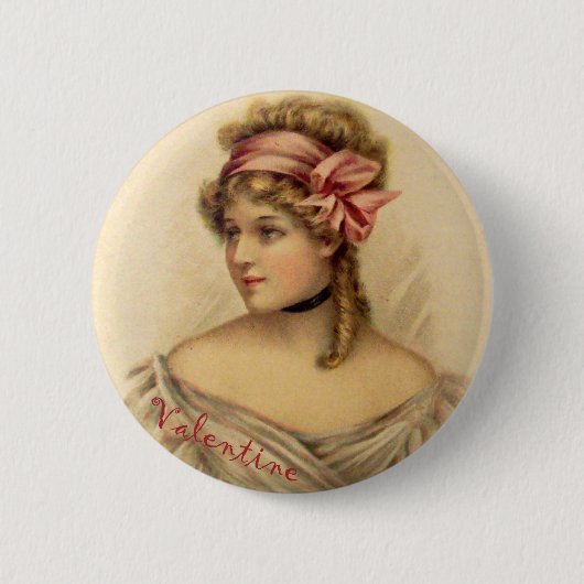 Victoriaanse Valentijnsgroet Knop Ronde Button 5,7 Cm (Voorkant)