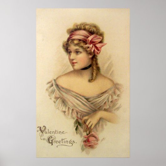 Victoriaanse Valentijnsgroet Poster (Voorkant)