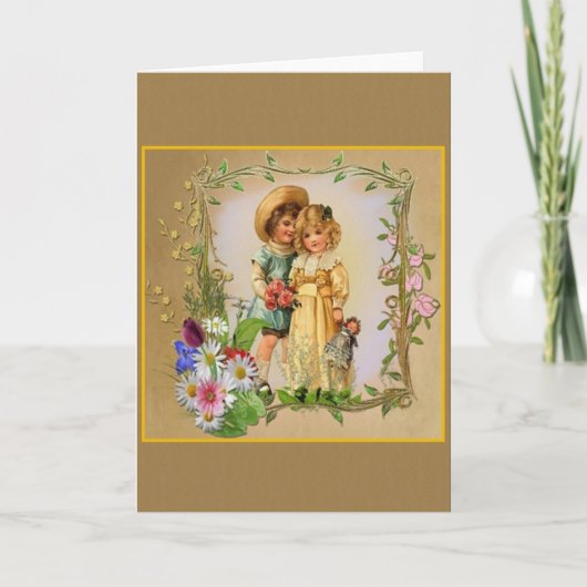 Victoriaanse verlovings- of trouwkaart aankondiging (Voorkant)