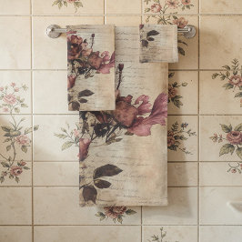 Victoriaanse Vintage Grunge Bloem Bad Handdoek