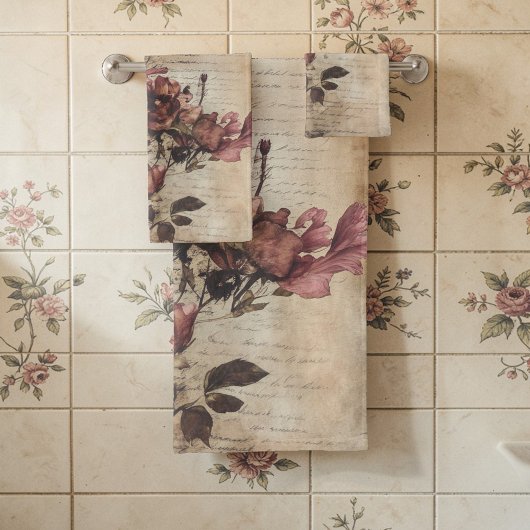 Victoriaanse Vintage Grunge Bloem Bad Handdoek
