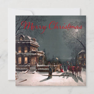 Victoriaanse Vintage Kerstnacht Kaart