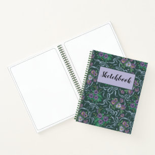 Victoriaanse Vintage Paarse Viooltjeslinten Schets Notitieboek