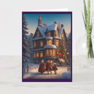 Victoriaanse Vintage Retro Kerstmis Feestdagen Kaart