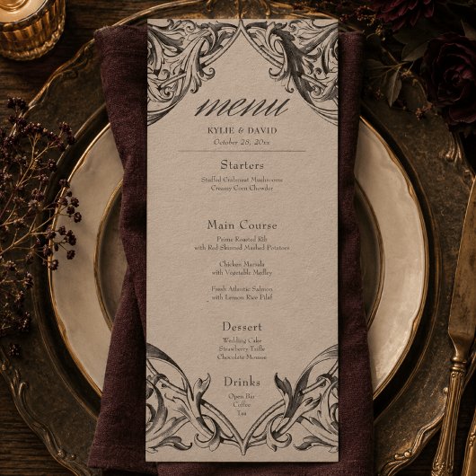 Victoriaanse vleermuis tot de dood zwart & bruin b menu