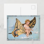 Victoriaanse Vlinder Baby Engel Briefkaart (Voorkant / Achterkant)