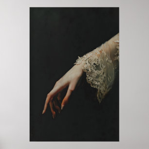Victoriaanse vrouw hand kant kunst afdrukbaar donk poster