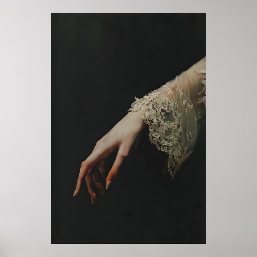 Victoriaanse Vrouw Hand Kant Kunst Printbare Donke Poster (Voorkant)