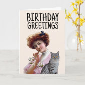 VICTORIAANSE VROUW MET KAT ANTIEKE KAART (Gele Bloem)