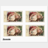 Victoriaanse vrouw met roze rozen romantisch cadea rechthoekige sticker (Vel)
