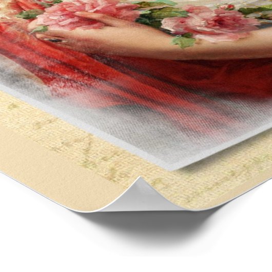 Victoriaanse vrouw met roze rozen Romantisch Poster (Hoek)