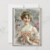 Victoriaanse vrouw met rozen in waterverf kaart (Voorkant)