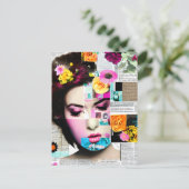 Victoriaanse Vrouw Papier Collage Effect Kunst Briefkaart (Staand voorkant)