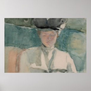 Victoriaanse Vrouw Portret Pastel-Tone Waterverf Poster