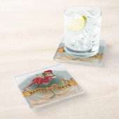 Victoriaanse vrouw rode champagne blij glazen onderzetter (Schuin)