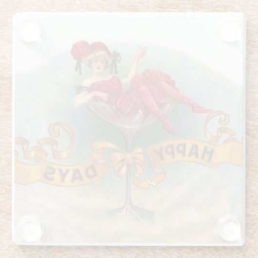 Victoriaanse vrouw rode champagne blij glazen onderzetter (Achterkant)