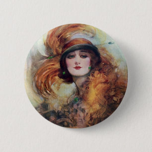 Victoriaanse vrouw ronde button 5,7 cm