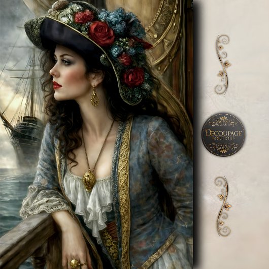 Victoriaanse Vrouw Scheepshoed Decoupage Tissuepapier