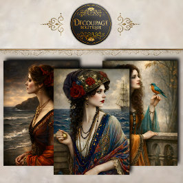 Victoriaanse Vrouwen Collectie Decoupage Inpakpapier Vel