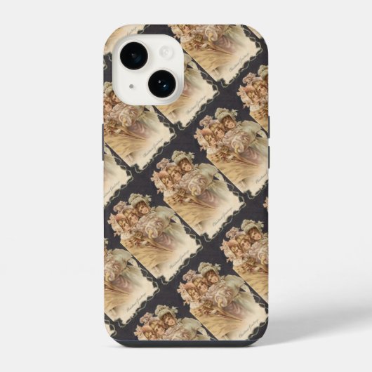 Victoriaanse vrouwen Vintage Kerstmis iPhone Hoesje (Achterkant)