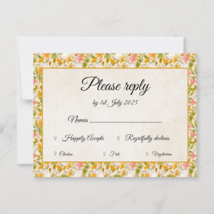 Victoriaanse weide gele RSVP kaart