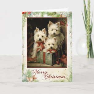 Victoriaanse West Highland White Terrier Kerstmis Feestdagen Kaart