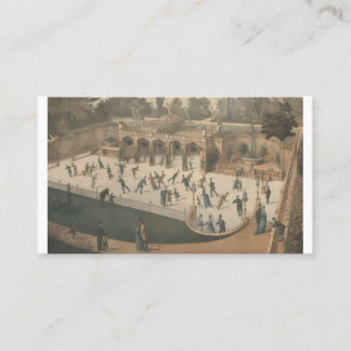 Victoriaanse winter schaats Lithografie Visitekaartje