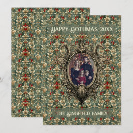 Victoriaanse Winterbes Ornament Familie Gothmas Feestdagenkaart