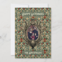 Victoriaanse Winterbes Ornament Familie Kerstmis Feestdagenkaart