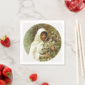 Victoriaanse wintermeisje hulsttak sneeuw servet (Insitu)