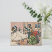 Victoriaanse winterstraatbeeld briefkaart (Staand voorkant)