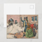 Victoriaanse winterstraatbeeld briefkaart (Voorkant / Achterkant)