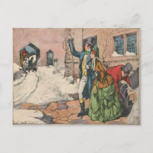 Victoriaanse winterstraatbeeld briefkaart