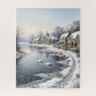 Victoriaanse Winterzwanen Dorp Kerstmis Legpuzzel