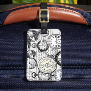 Victoriaanse Zakhorloge Collage Alice Wonderland Bagagelabel