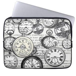 Victoriaanse Zakhorloge Collage Alice Wonderland Laptop Sleeve