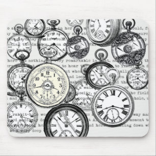 Victoriaanse Zakhorloge Collage Alice Wonderland Muismat