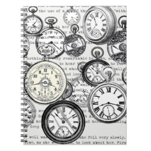 Victoriaanse Zakhorloge Collage Alice Wonderland Notitieboek
