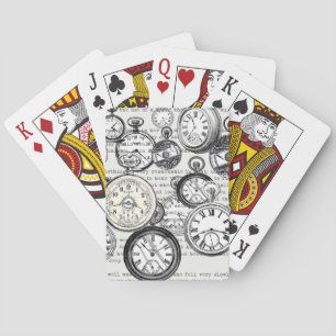 Victoriaanse Zakhorloge Collage Alice Wonderland Pokerkaarten