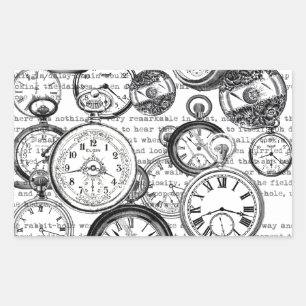 Victoriaanse Zakhorloge Collage Alice Wonderland Rechthoekige Sticker